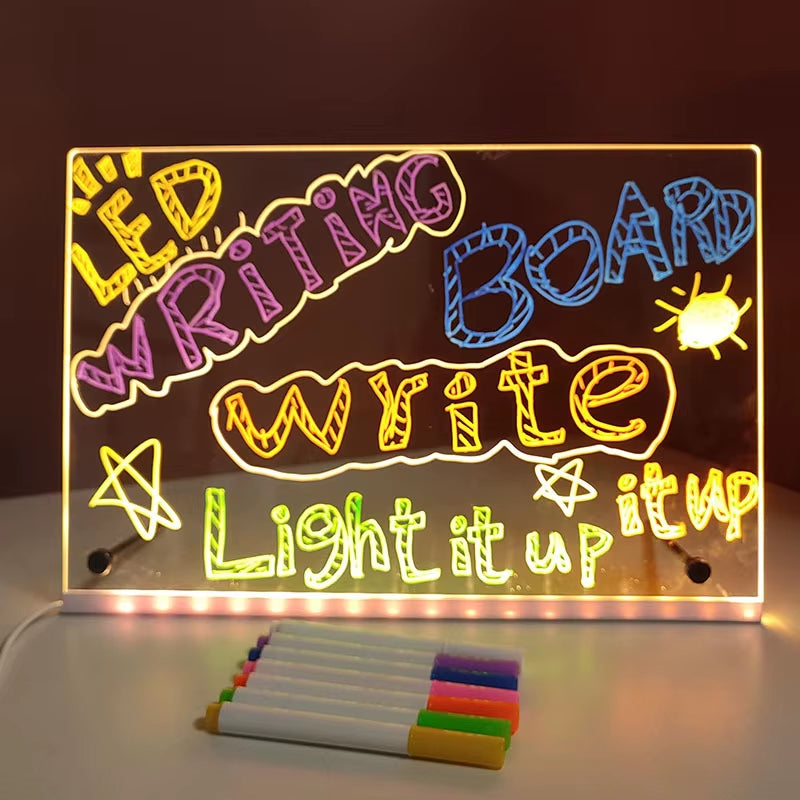 Lumina™ – Tableau LED Lumineux Réutilisable pour Dessiner, Écrire et Décorer